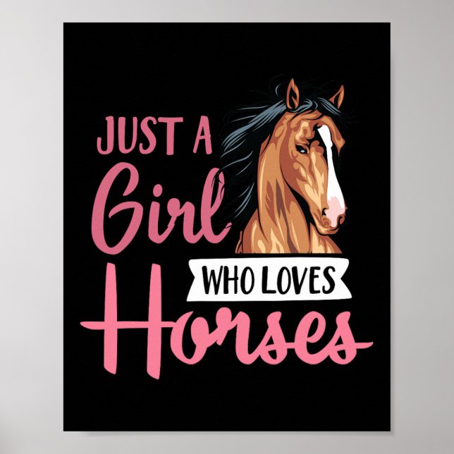 Affiche Juste Une Fille Qui Aime Les Chevaux Mignonne Équi (Devant)