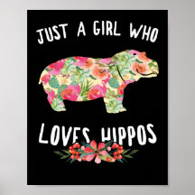 Juste Une Fille Qui Aime Les Hippopotames Floraux