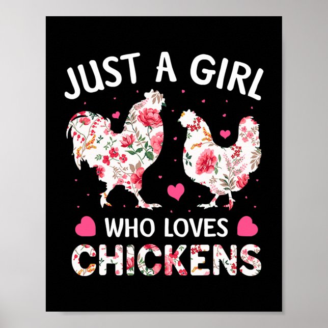 Affiche Juste une fille qui aime les poulets mignonne Fleu (Devant)