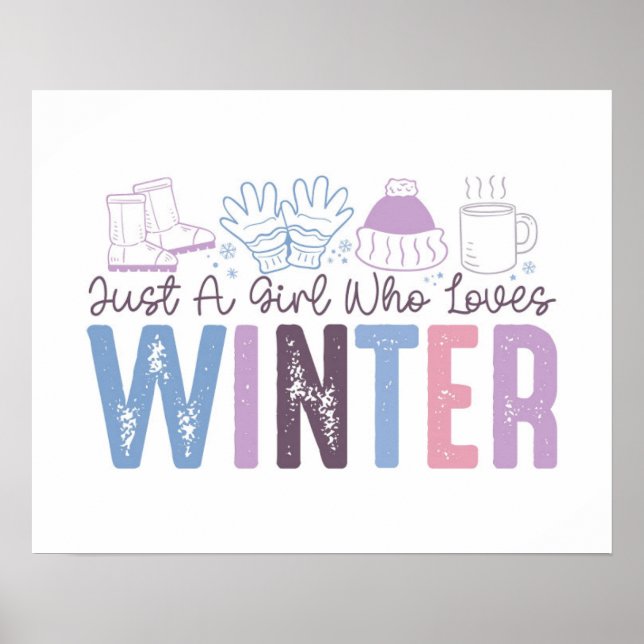 Affiche Juste une fille qui aime l'hiver mignonne design s (Devant)
