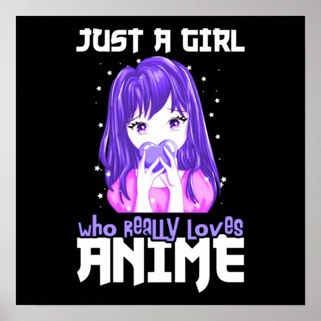 Affiche Juste une fille qui aime vraiment l'Anime en viole (Devant)
