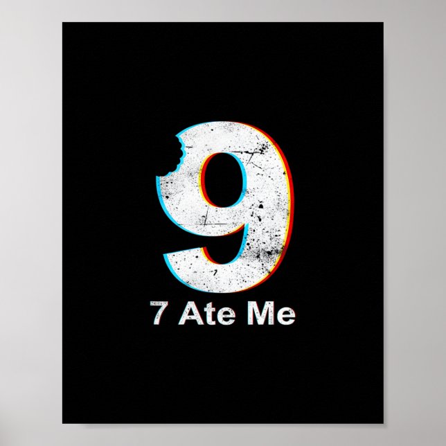 Affiche Justice pour 9 Drôle 7 a mangé 9 Blague de maths 6 (Devant)