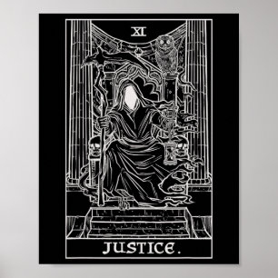 Affiche Justice Tarot Card Grim Reaper Halloween Goth Horr