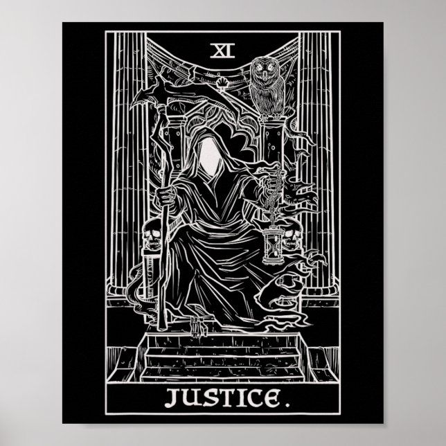 Affiche Justice Tarot Card Grim Reaper Halloween Goth Horr (Devant)
