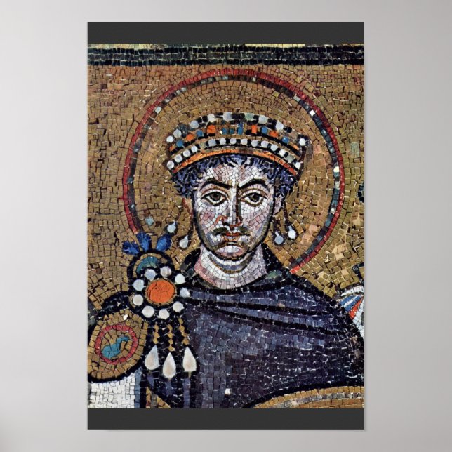 Affiche Justinian I, San Vitale (Ravenne) Chorale Mosaïque (Devant)