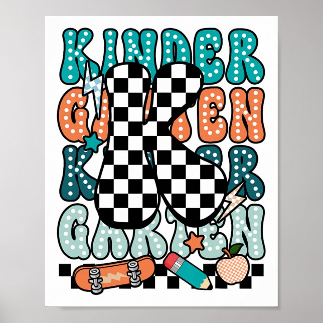 Affiche K Kindergarten Teacher Checkered Back To School Ki (Devant)