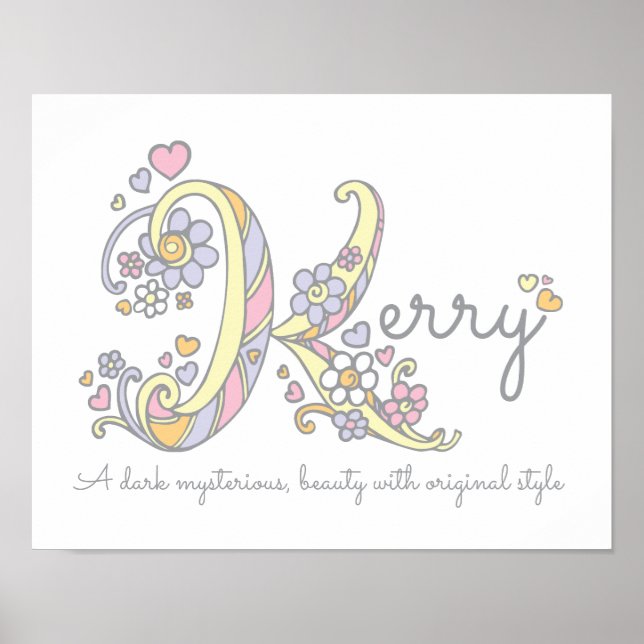 Affiche K monogramme art Kerry filles nom signifiant affic (Devant)