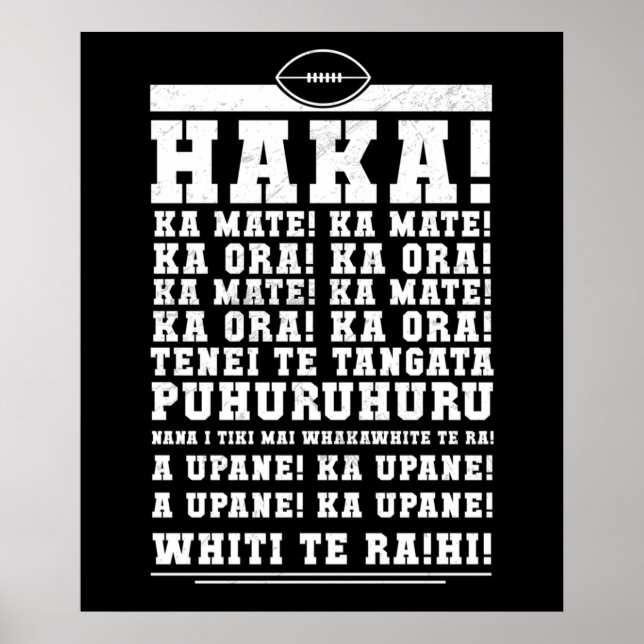 Affiche Ka Mate Haka New Zealand Rugby War Cry (Devant)