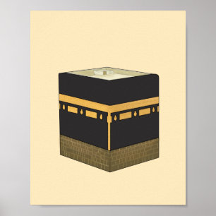 Affiche Kaaba - Anglais - Chaîne d'eau - Kaabah Hand Drawn