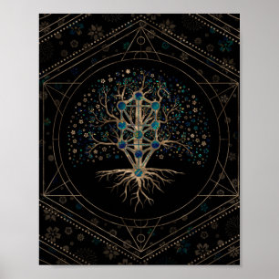 Affiche Kabbalah The Tree of Life Marble and Gold