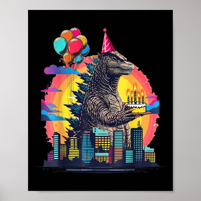 Affiche Kaiju Anniversaire Chemise Monster Movie Décoratio (Devant)