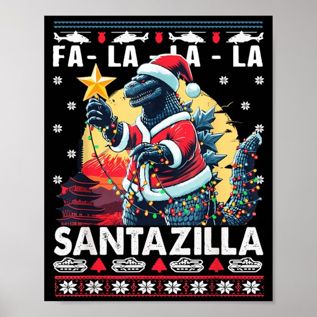Affiche Kaiju Christmas Santazilla Japanese Monster Dinosa (Devant)