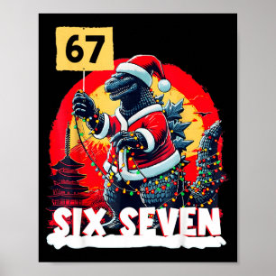 Affiche Kaiju Noël 67 Santazilla Monstre Japonais Din