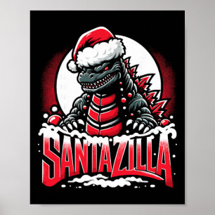 Affiche Kaiju Noël Santazilla Monstre Japonais Dinosaure