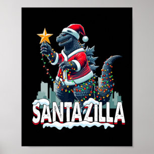 Affiche Kaiju Noël Santazilla Monstre Japonais Dinosaure