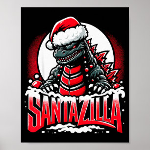 Affiche Kaiju Noël Santazilla Monstre Japonais Dinosaure