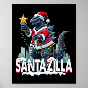 Affiche Kaiju Noël Santazilla Monstre Japonais Dinosaure