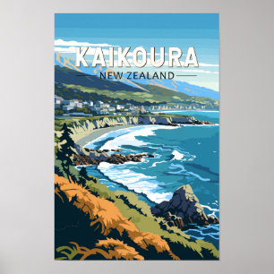 Affiche Kaikoura Nouvelle-Zélande Voyage Art Vintage