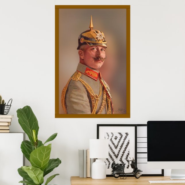 Affiche Kaiser Wilhelm II, Empereur d'Allemagne avec signa (Bureau à domicile)