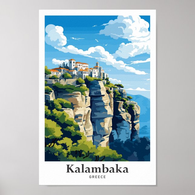 Affiche Kalambaka Grèce Illustration du portrait de voyage (Devant)