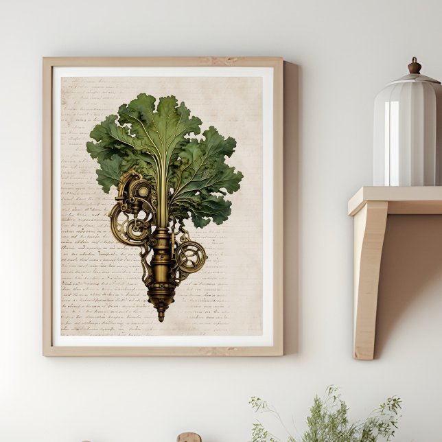 Affiche Kale de vapeur, cuisine (Framed Kale steampunk in the kitchen)