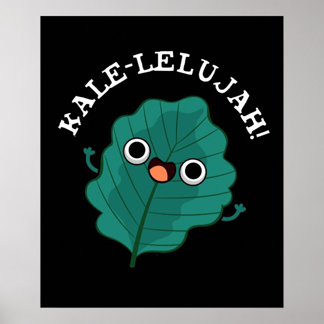 Affiche Kale-lelujah Funny Veggie Kale Pun Dark BG (Devant)