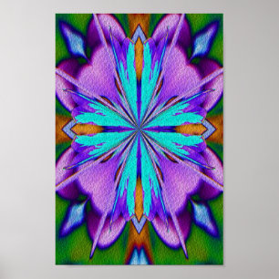 Affiche Kaleidoscope Abstrait Violet Et Turquoise