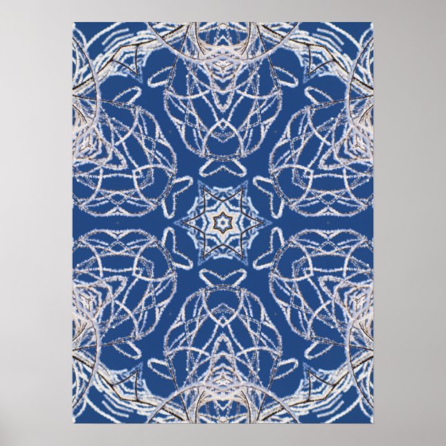 Affiche Kaleidoscope Bleu clair, Blanc, Étoile simple (Devant)