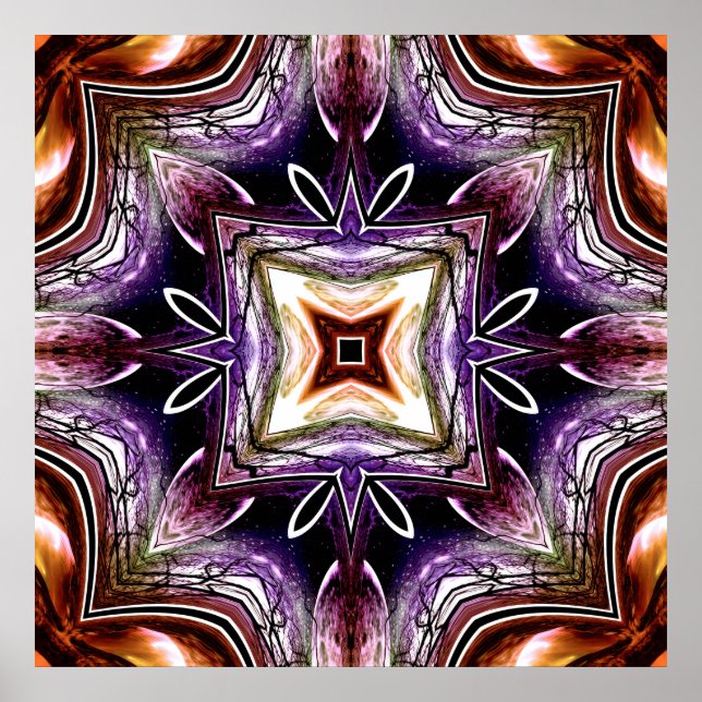 Affiche Kaleidoscope cosmique violet et orange (Devant)