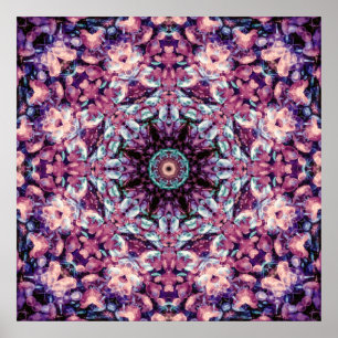 Affiche Kaleidoscope d'art bioluminescent violet mystique