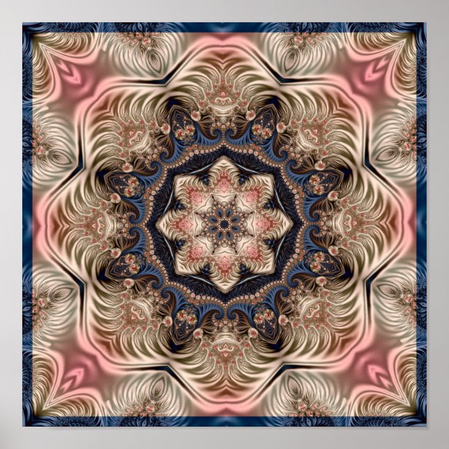 Affiche Kaleidoscope de fleur fractale (Devant)