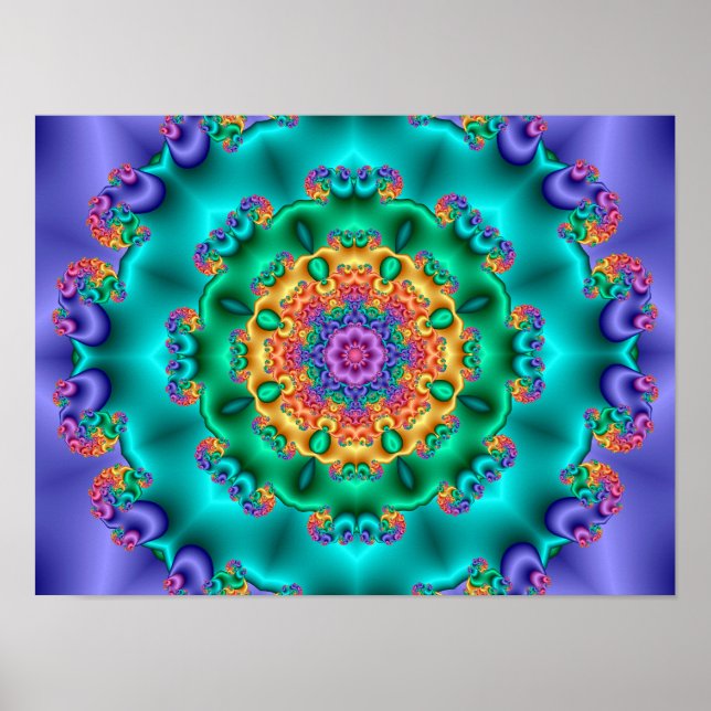 Affiche Kaléidoscope de fleurs pastel (Devant)
