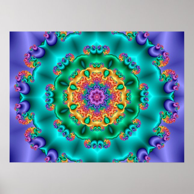 Affiche Kaléidoscope de fleurs pastel (Devant)