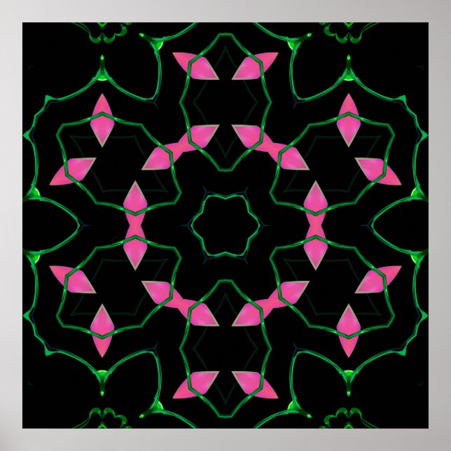 Affiche Kaleidoscope Émeraude et Rose  (Devant)