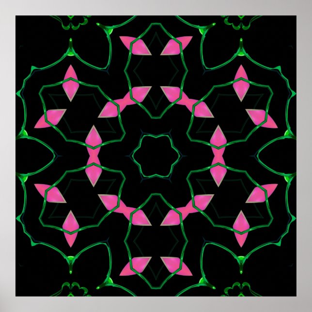 Affiche Kaleidoscope Émeraude et Rose  (Devant)
