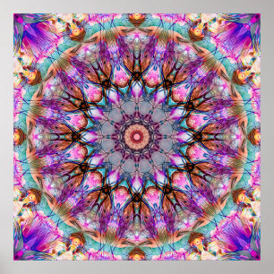 Affiche Kaleidoscope Mandala Psychédélique Vibrant