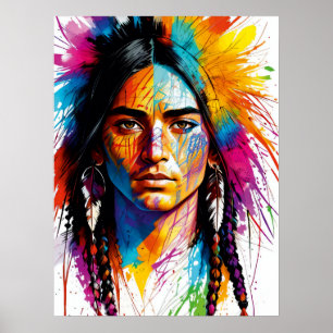 Affiche Kaleidoscope tribal : Portrait autochtone coloré