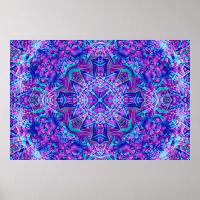 Affiche Kaleidoscope Vintage violet et bleu (Devant)