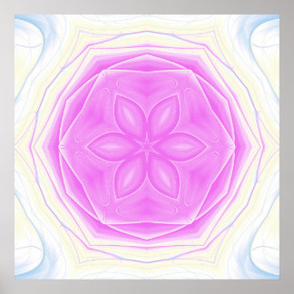 Affiche Kaléidoscopique rose et crème Mandala Art