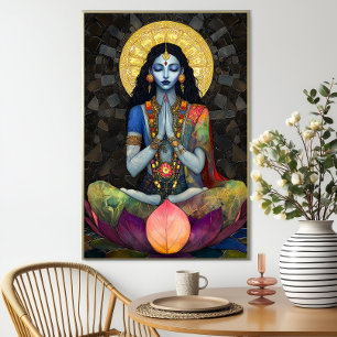 Affiche Kali dans la méditation : Mosaic Blue Gold Goddess