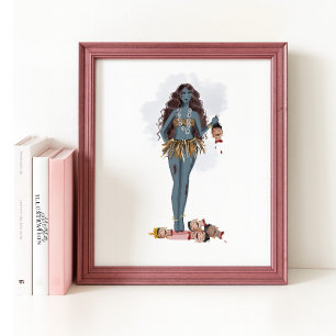 Affiche Kali maa dessinée à la main, art indien