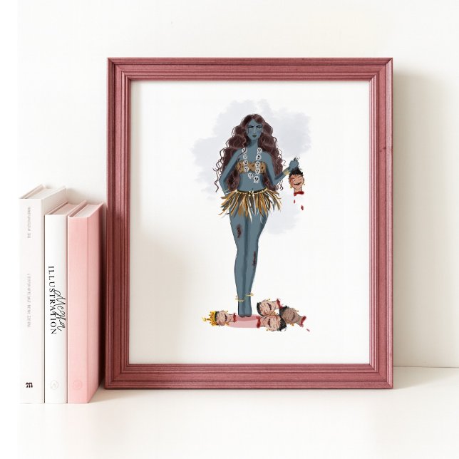 Affiche Kali maa dessinée à la main, art indien (Créateur téléchargé)