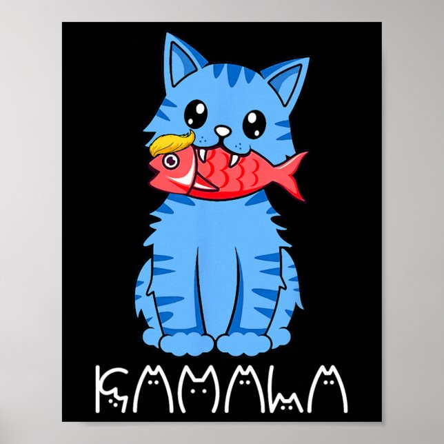 Affiche Kamala Cat Mange Du Poisson Drôle Harris Trump 202 (Devant)