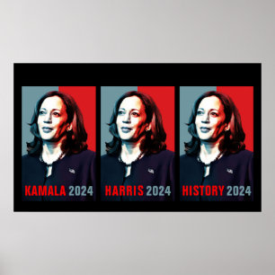 Affiche Kamala Harris 2024 Pop Art Triptych History