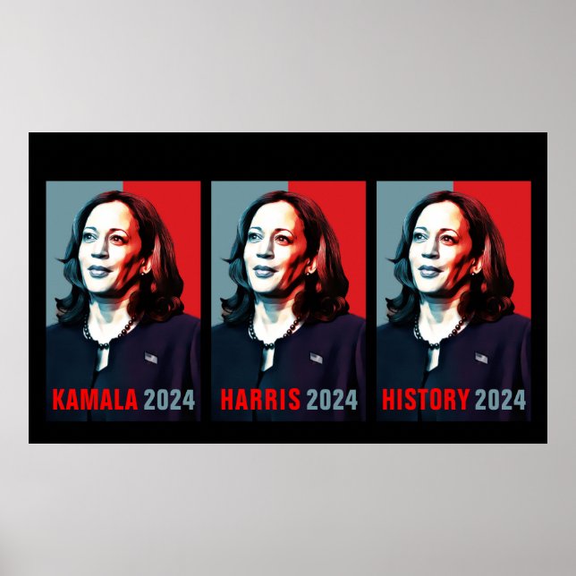 Affiche Kamala Harris 2024 Pop Art Triptych History (Devant)