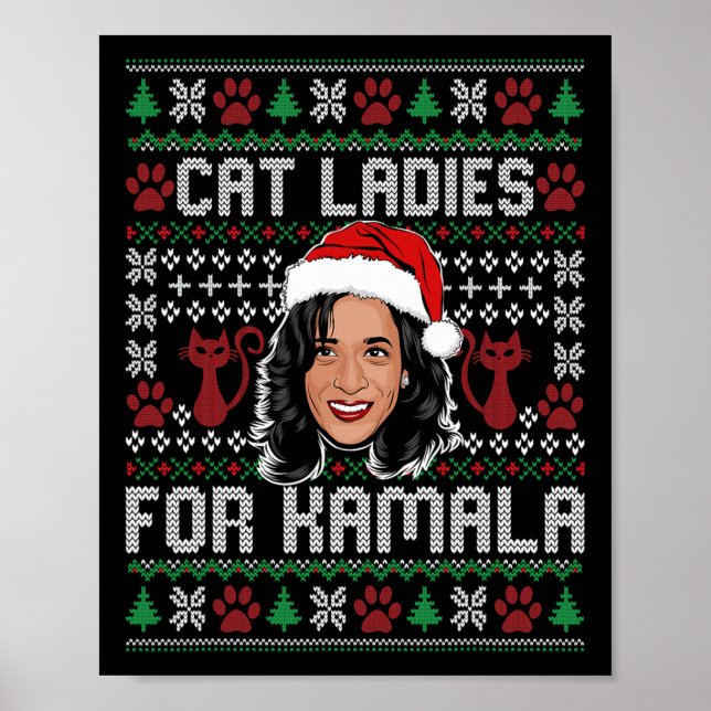 Affiche Kamala Harris 24 Mauvaises Chats De Noël Dames Pou (Devant)