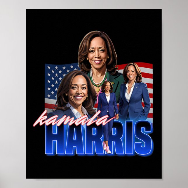 Affiche Kamala Harris American Flag Redémarrage (Devant)