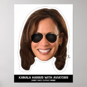 AFFICHE KAMALA HARRIS AVEC AVIATEURS CUTOUT MASQUE