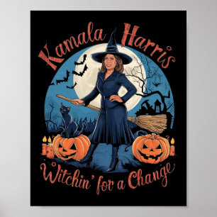Affiche Kamala Harris Halloween Witch cite les élections d