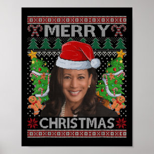 Affiche Kamala Harris Joyeux Noël hideux féminin de Noël